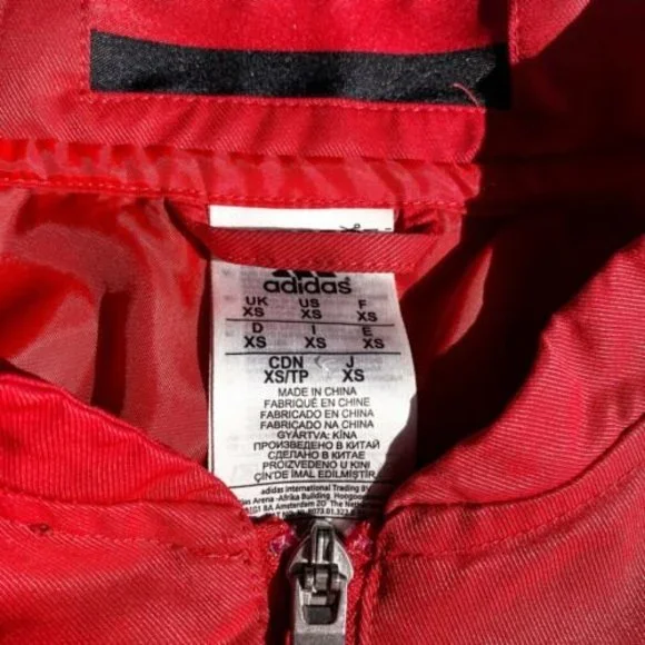 Adidas Manchester United Track Top Full Zip Bomber Jacket Red XS Extra Small